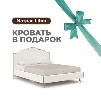Ариана Кровать 1600 мягкая с матрасом Libra Молочный-Тёмно-коричневый