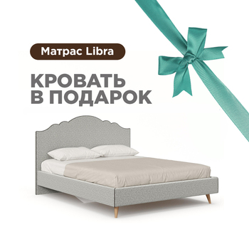 Ариана Кровать 1600 мягкая с матрасом Libra Светло-серый-Стальной