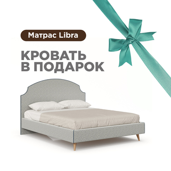 Карен Кровать 1600 мягкая с матрасом Libra Светло-серый-Синий