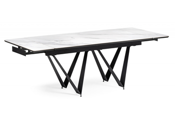 Керамический стол Марвин 160(220)х90х76 белый мрамор - черный