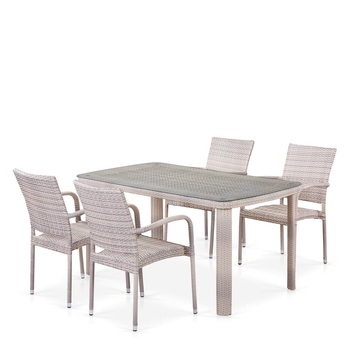 Комплект плетеной мебели T256C/Y376C-W85 Latte (4+1) подушки на стульях