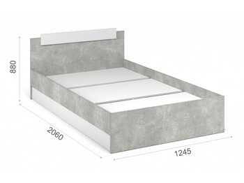 Кровать 120 со встроенным основанием Чикаго Ателье светлый/Белый