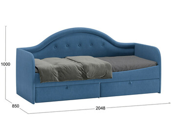 Кровать Адель с мягкой спинкой тип 1 Синий