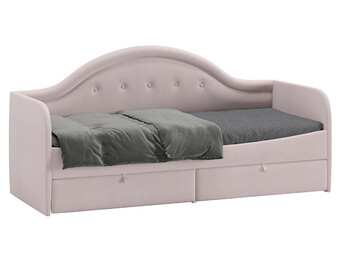 Кровать Адель с мягкой спинкой тип 1 велюр пудровый
