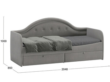 Кровать Адель с мягкой спинкой тип 1 велюр Светло-серый