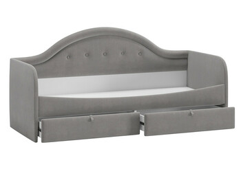 Кровать Адель с мягкой спинкой тип 1 велюр Светло-серый