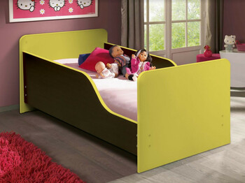 Кровать детская с бортом Малышка 2 Венге-Желтый