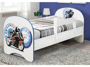 Кровать детская с фотопечатью без ящика Мотоцикл