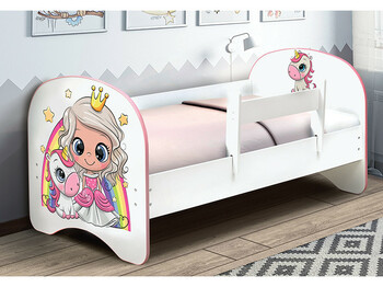 Кровать детская с фотопечатью без ящика Принцесса