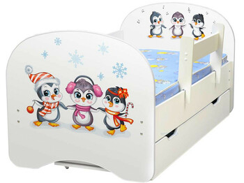Кровать детская с фотопечатью с 1 ящиком Пингвинята