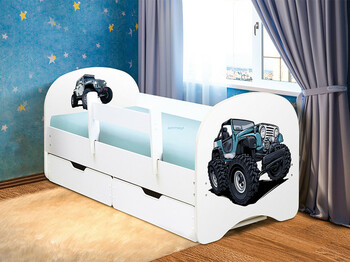 Кровать детская с фотопечатью с 2-мя ящиками Джип