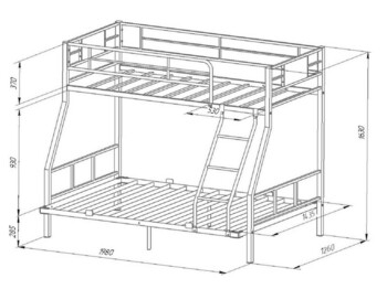 Кровать двухъярусная Гранада-1 140 Серый