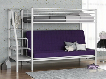 Кровать двухъярусная с диваном Мадлен-3 белый