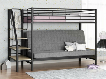 Кровать двухъярусная с диваном Мадлен-3 черный