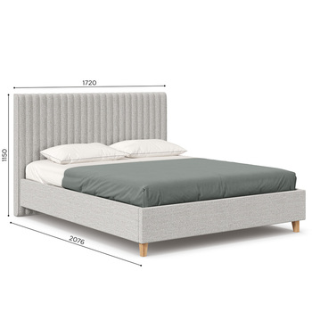 Кровать двуспальная Бари 1600 мягкая с подъёмным механизмом Серый, Ткань BEATTO PLAN-1