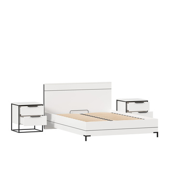 Кровать двуспальная Норд 1400 с тумбами Белый-Статуарио
