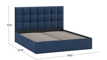 Кровать Эмбер без подъемного механизма микровелюр Wellmart Blue