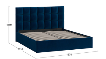 Кровать Эмбер без подъемного механизма велюр Confetti Blue
