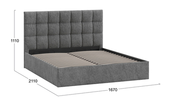 Кровать Эмбер с подъемным механизмом с заглушиной микровелюр Wellmart Silver