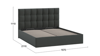 Кровать Эмбер с подъемным механизмом с заглушиной велюр Графит