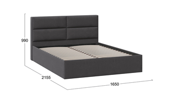 Кровать Глосс Тип 1 без подъемного механизма велюр Графит 1600