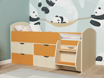 Кровать Малыш 7 дуб-оранжевый