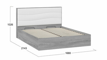 Кровать Миранда Тип 1 с подъемным механизмом Дуб Гамильтон, Белый глянец 1600