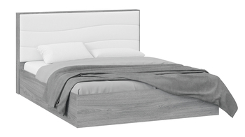 Кровать Миранда Тип 1 с подъемным механизмом с заглушиной Дуб Гамильтон, Белый глянец
