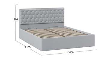 Кровать Порто с подъемным механизмом без заглушины велюр Confetti Silver