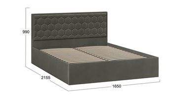 Кровать Порто с подъемным механизмом без заглушины велюр Confetti Stone