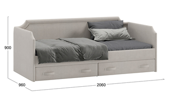 Кровать с мягкой обивкой и ящиками Кантри Тип 1 900 велюр Мокко светлый