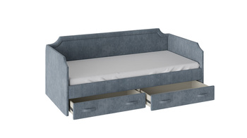 Кровать с мягкой обивкой и ящиками Кантри Тип 1 900 Замша синяя