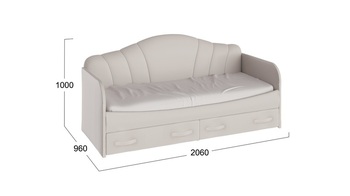 Кровать с мягкой спинкой и ящиками Сабрина 900 Ткань Кашемир