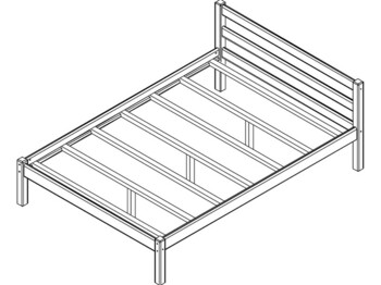Кровать с опорными брусками Рино массив сосны без покрытия