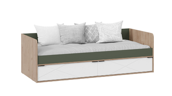 Кровать с ящиками Лео Гикори джексон-Белый матовый-Дымчатый зеленый