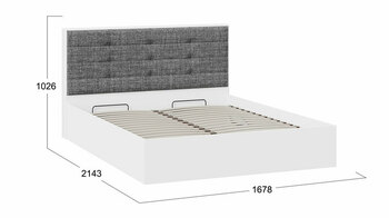 Кровать Тесса с подъемным механизмом Белый Жемчуг-Рогожка серая