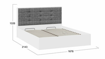 Кровать Тесса с подъемным механизмом с заглушиной Белый Жемчуг, Рогожка Серая