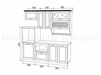 Кухня Милано 2,0м Компоновка №3 (Шарли Бриз)
