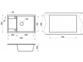 Кухонная мойка Granula 7805 графит (чёрно-серый) кварц
