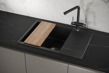 Кухонная мойка Granula es-7003 шварц (чёрный металлик) кварц estetica