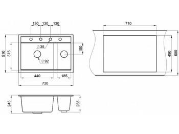 Кухонная мойка Granula KS-7302 чёрный кварц