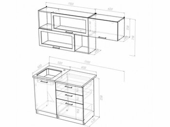 Кухонный гарнитур Алина экстра 1700 мм