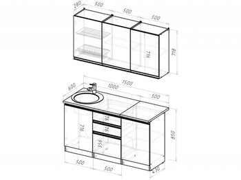 Кухонный гарнитур Амели нормал 1500 мм