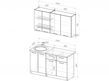 Кухонный гарнитур Антика медиум 2 1400 ммм