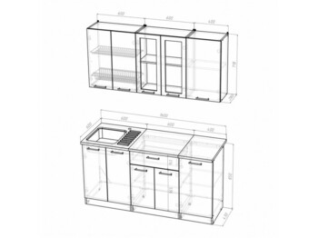Кухонный гарнитур Арина стандарт 1600 мм