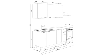 Кухонный гарнитур Белладжио 180 см Белый, Фон белый