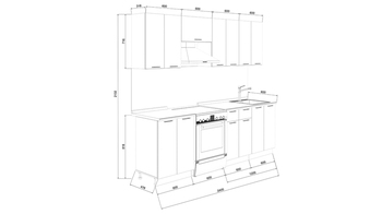 Кухонный гарнитур Белладжио 240 см Белый, Фон белый