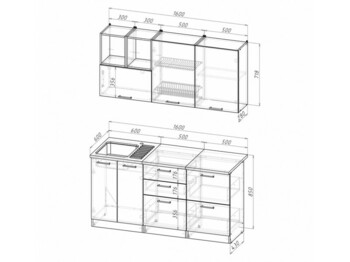 Кухонный гарнитур Евгения стандарт 4 1600 мм