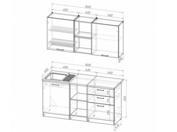 Кухонный гарнитур Евгения стандарт 5 1600 мм