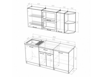 Кухонный гарнитур Илона макси 1800 мм